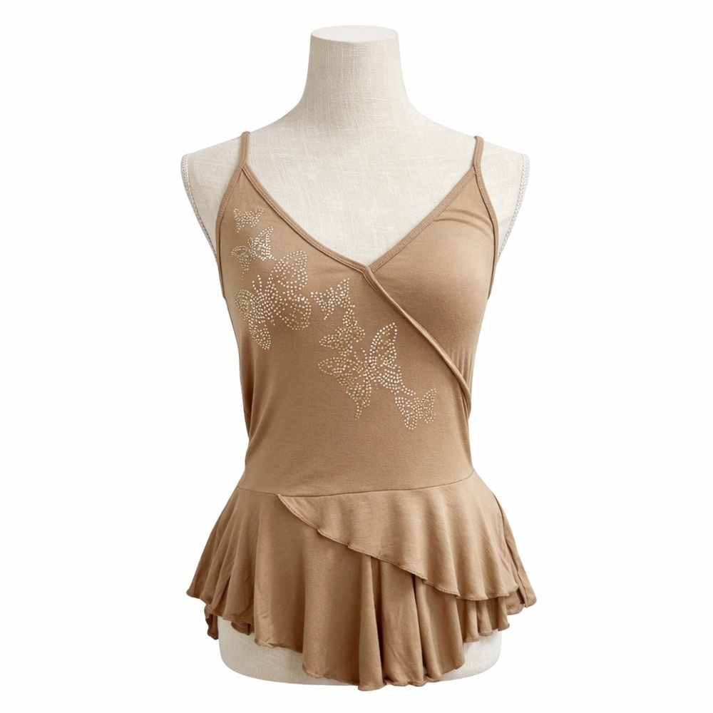 NWT Kimchi Blue Urban Outfitters Hazel Brown Peplum Butterfly Appliqué Cami Top